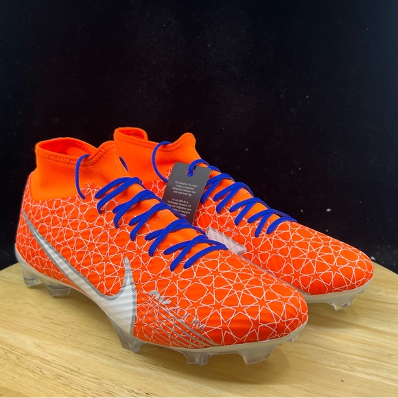 Nike By You Mercurial SuperFly 9 FG Men's Cleats (Orange/Blue/White) DX3346-900 - Picture 4 of 11